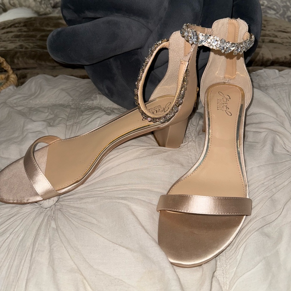 Badgley Mischka Jeweled Ankle Strap Heels